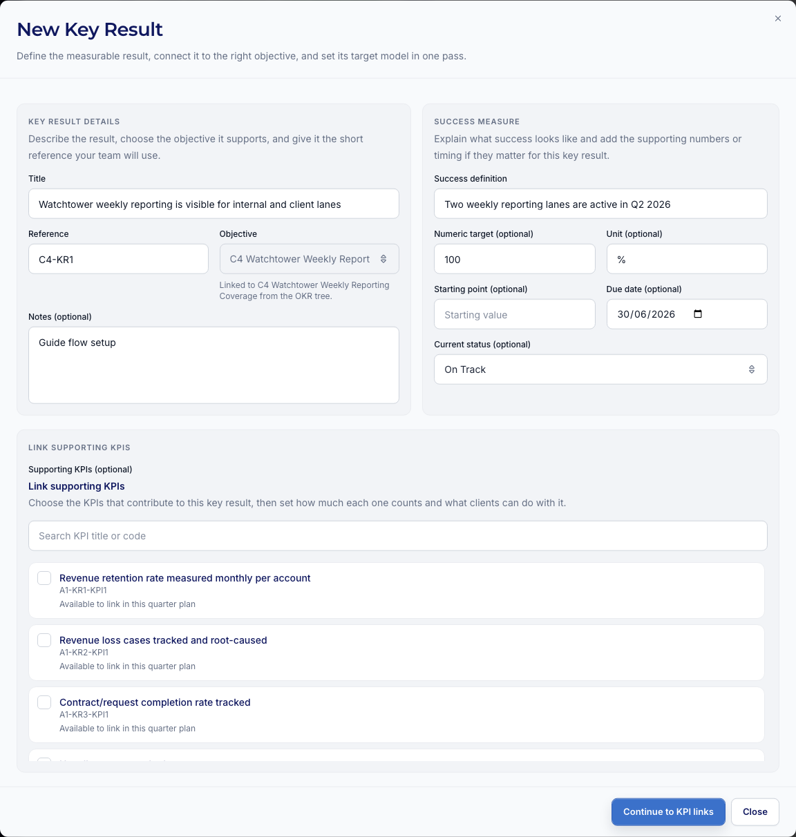 KR step 1: fill the KR details