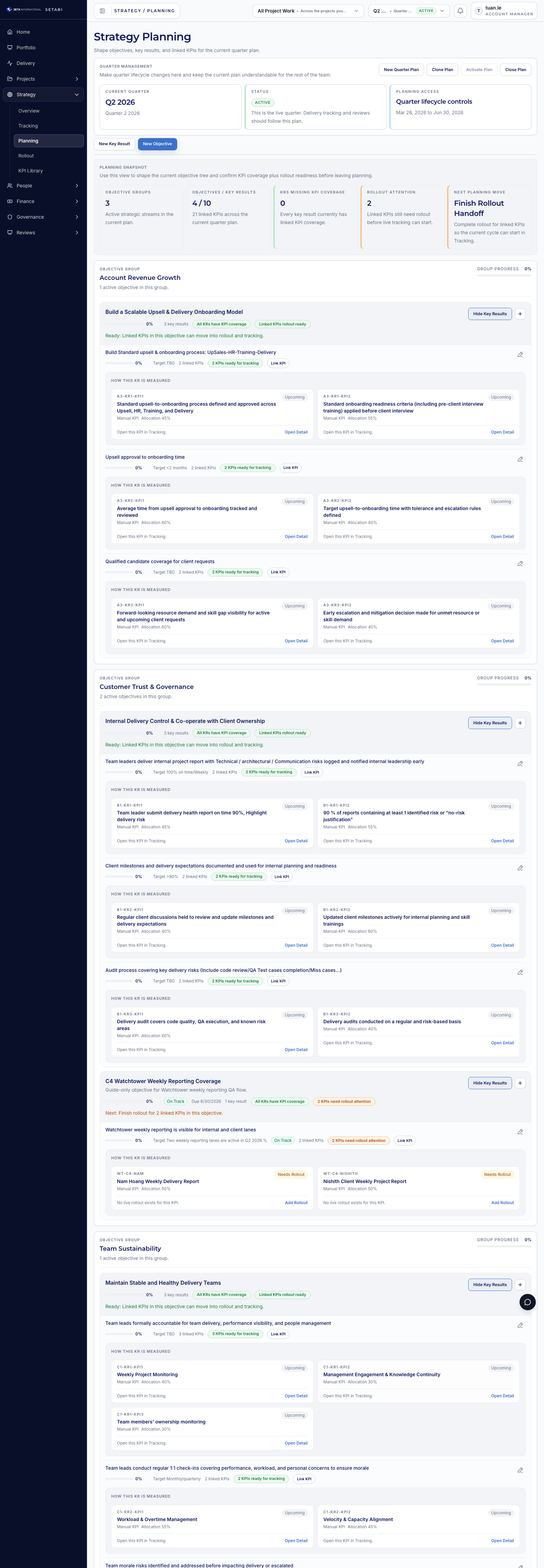 Confirm the linked KPIs back in the OKR tree