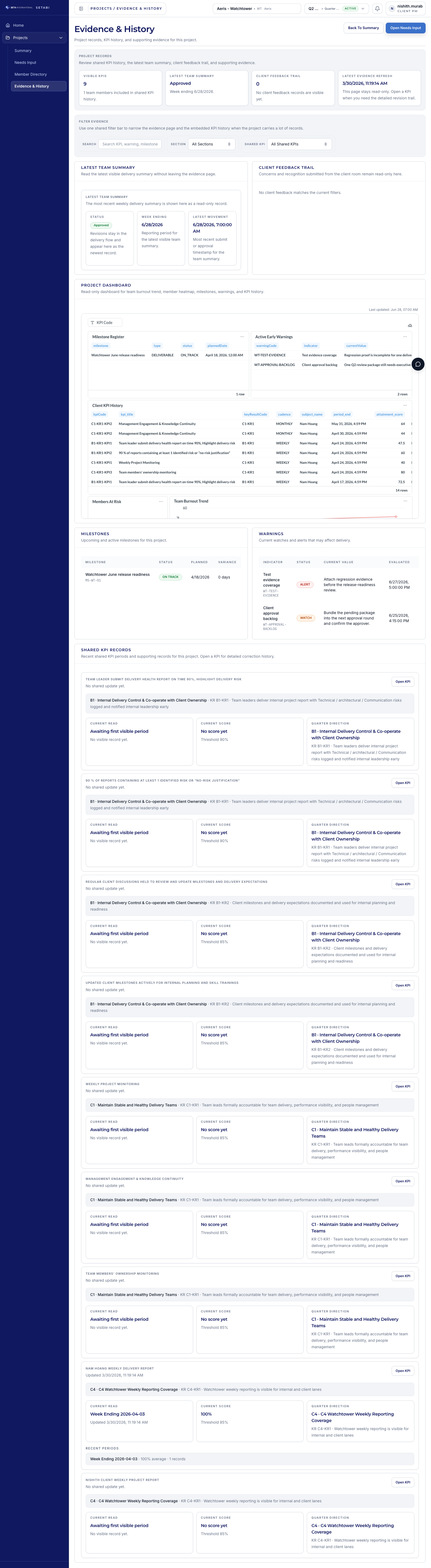 Evidence & History before submit