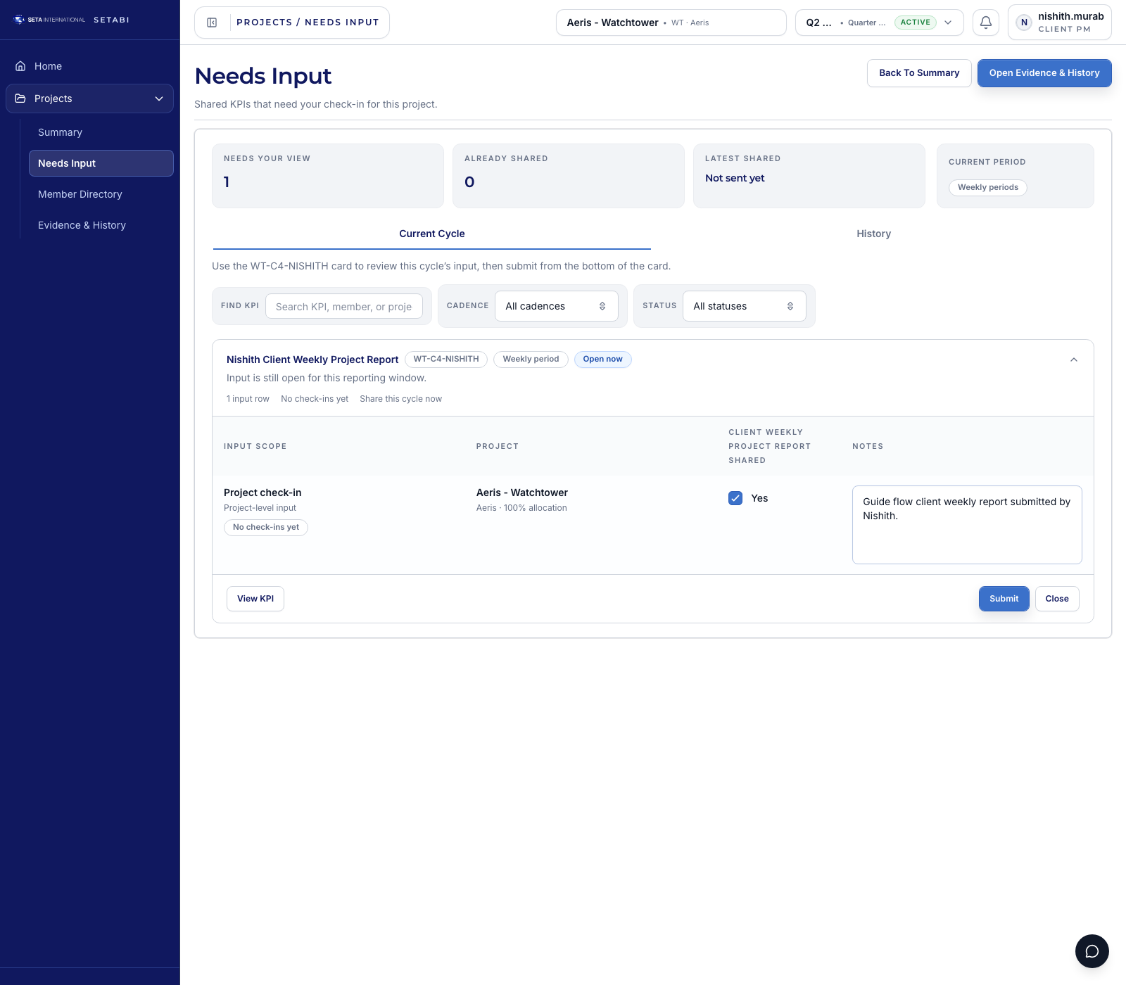 Confirm the submitted client state
