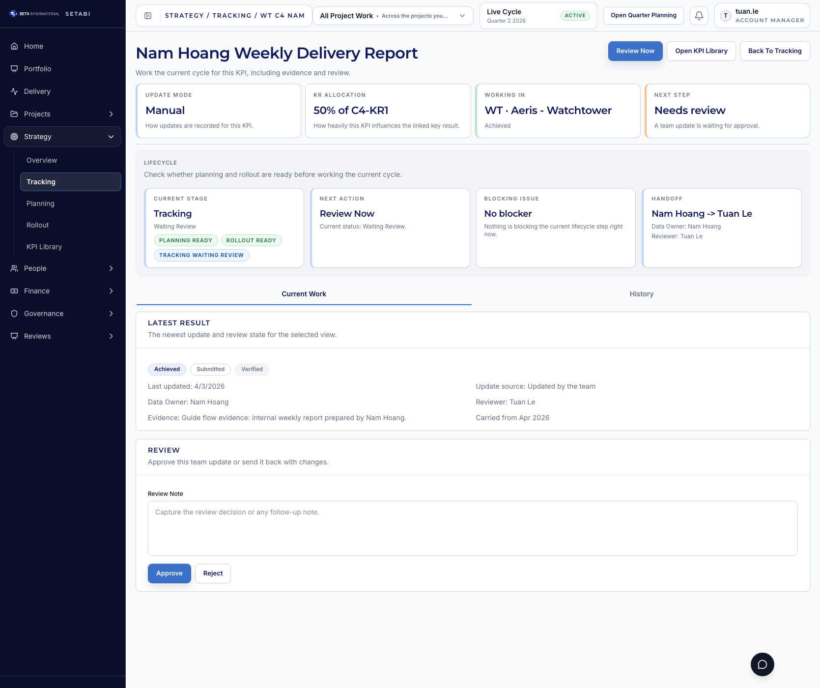 Jump from OKR into the KPI detail page